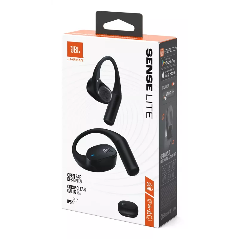 JBL Sense Lite austiņas bezvadu, ar auss āķi, zvaniem/mūzikai, Bluetooth, melnas