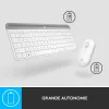 LOGITECH plāns bezvadu tastatūras un peles komplekts Mk470 - gaiši pelēks - Azerty franču