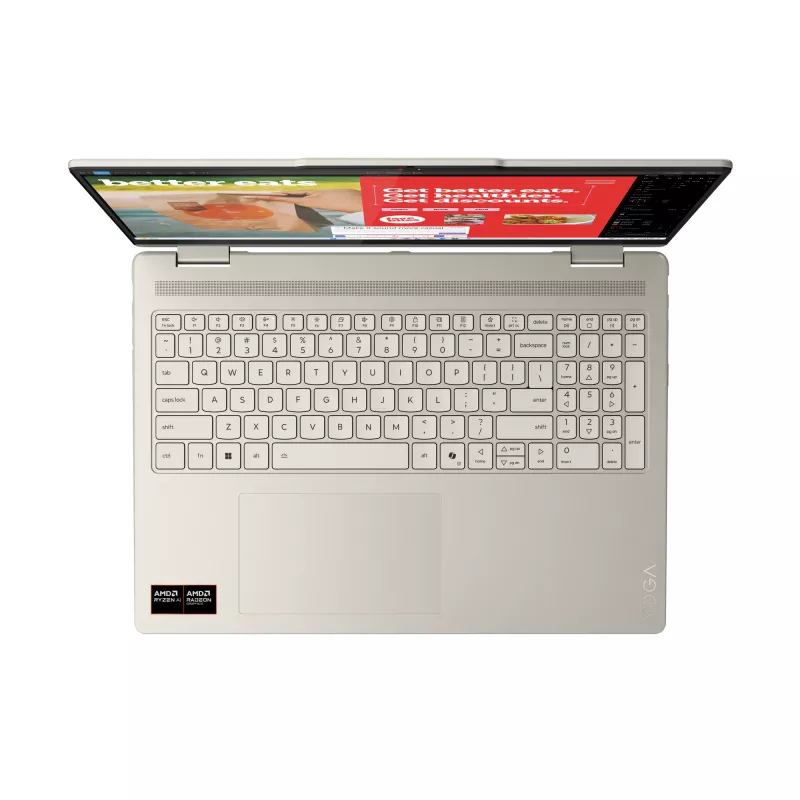 Lenovo Yoga 7 2-in-1 16AKP10 Copilot+ PC AMD Ryzen™ AI 7 350 Hybrid (2-in-1) 40,6 cm (16 inch) Skārienjūtīgs 2.8K 16 GB LPDDR5x-SDRAM 1 TB SSD Wi-Fi 7 (802.11be) Windows 11 Home German pelēka