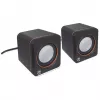 Manhattan 2600 Series Speaker System, Small Size, Big Sound, Two Speakers, Stereo, USB power, Output: 2x 3W, 3.5mm plug for sound, In-Line volume control, kabelis 0.9m, Melns, Three Year Warranty