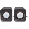 Manhattan 2600 Series Speaker System, Small Size, Big Sound, Two Speakers, Stereo, USB power, Output: 2x 3W, 3.5mm plug for sound, In-Line volume control, kabelis 0.9m, Melns, Three Year Warranty