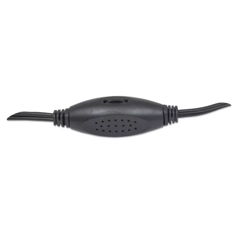 Manhattan 2600 Series Speaker System, Small Size, Big Sound, Two Speakers, Stereo, USB power, Output: 2x 3W, 3.5mm plug for sound, In-Line volume control, kabelis 0.9m, Melns, Three Year Warranty