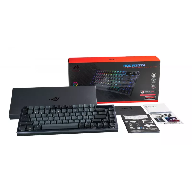 ASUS ROG Azoth tastatūra Gaming USB + RF bezvadu + Bluetooth QWERTY Melna