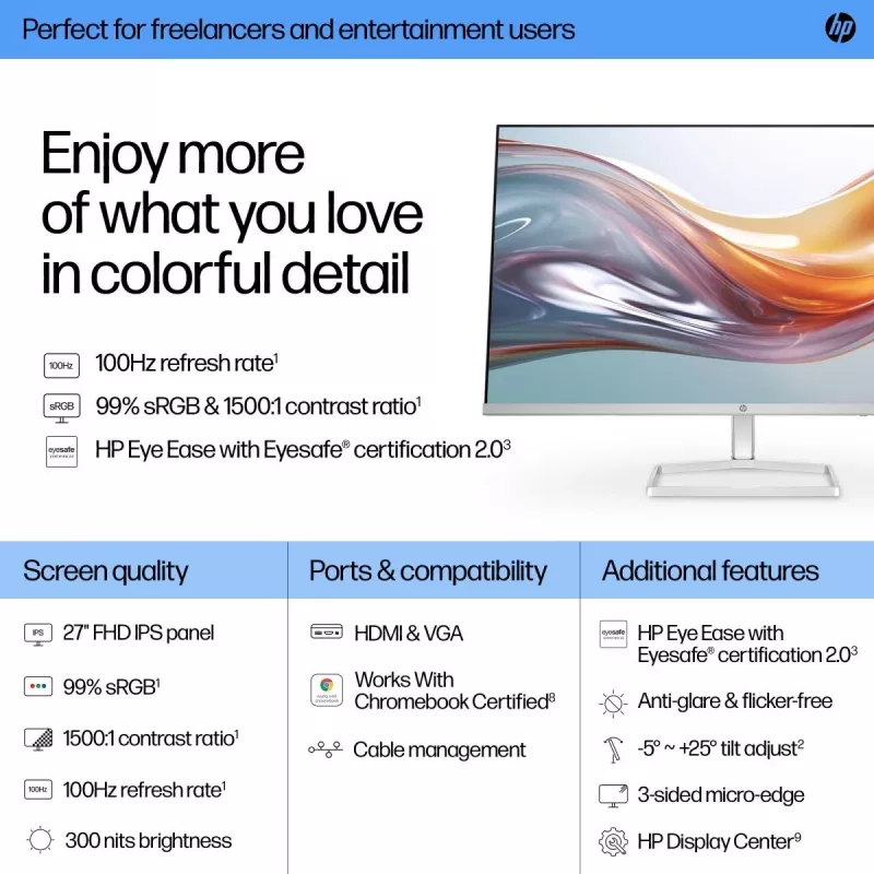HP galddatora monitors - Series 5 527sw - 27 collas - 1920x1080 (FHD) - IPS