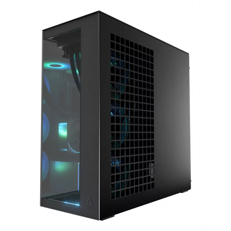 ARCTIC Xtender VG (Mirror Black) Premium E-ATX datora korpuss ar vertikālu GPU montāžu