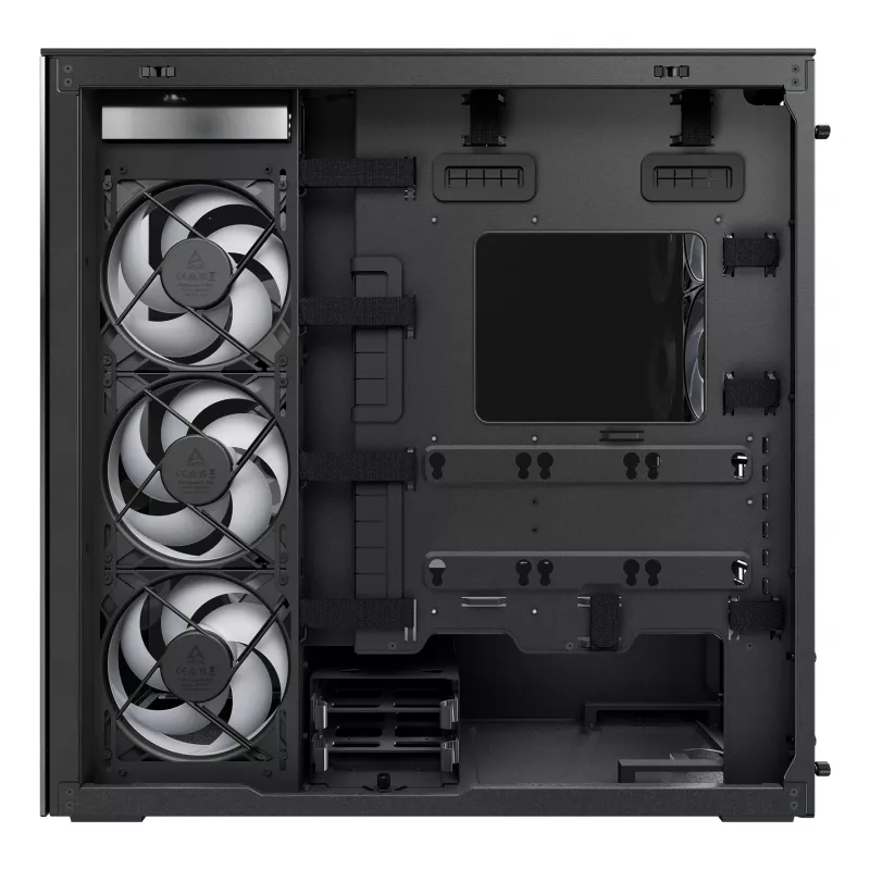 ARCTIC Xtender VG (Mirror Black) Premium E-ATX datora korpuss ar vertikālu GPU montāžu