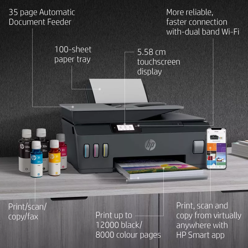 HP Smart Tank Plus 655 bezvadu daudzfunkciju krāsu printeris, kopētājs, skeneris