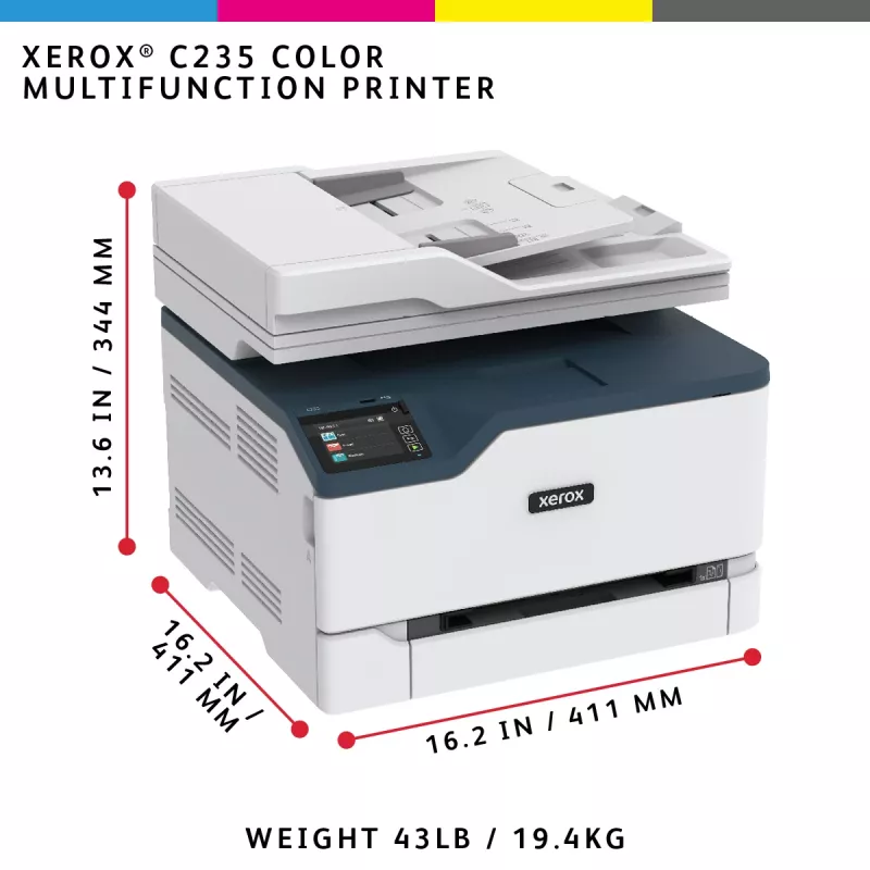 Xerox C235 A4 22ppm bezvadu kopēšana/drukāšana/skenēšana/fakss PS3 PCL5e/6 ADF 2 paplātes, kopā 251 lapa