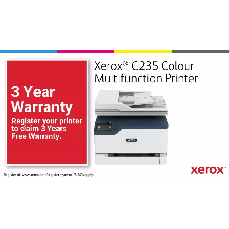 Xerox C235 A4 22ppm bezvadu kopēšana/drukāšana/skenēšana/fakss PS3 PCL5e/6 ADF 2 paplātes, kopā 251 lapa