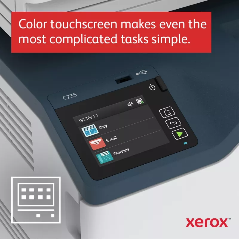 Xerox C235 A4 22ppm bezvadu kopēšana/drukāšana/skenēšana/fakss PS3 PCL5e/6 ADF 2 paplātes, kopā 251 lapa