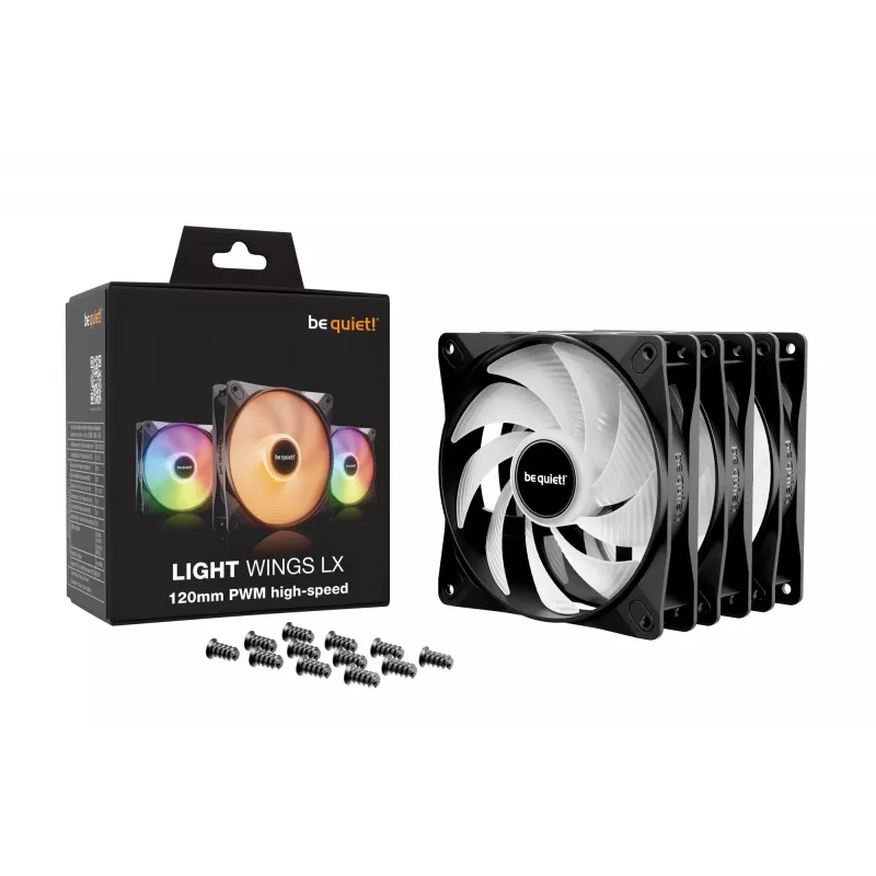 be quiet LIGHT WINGS LX 120mm PWM High Speed 3-Pack Melns Computer case Ventilators 12 cm 3 gab.