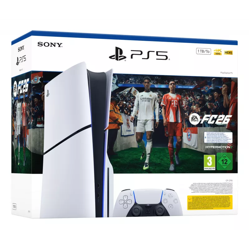 Sony PlayStation 5 + EA Sports FC 26 komplekts 1 TB Wi-Fi melna, balta
