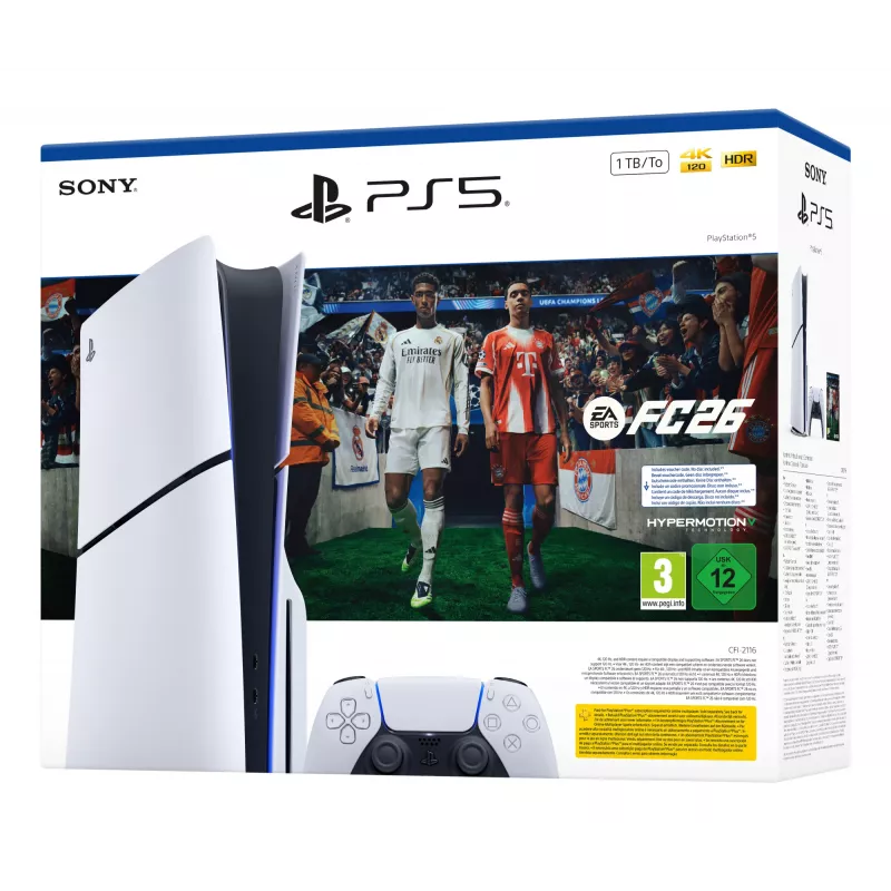 Sony PlayStation 5 + EA Sports FC 26 komplekts 1 TB Wi-Fi melna, balta