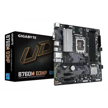 GIGABYTE B760M D3HP mātesplate - Intel Core 14. paaudzes CPU, 4+1+1 fāžu VRM, līdz 5600MHz DDR5, 2xPCIe 4.0 M.2, GbE LAN, USB 3.2 Gen 1
