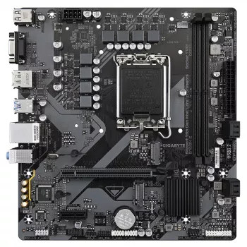 GIGABYTE B760M E mātesplate - atbalsta 14. paaudzes Intel Core procesorus, 6+1+1 fāžu VRM, līdz 7200MHz DDR5 (OC), 2xPCIe 4.0 M.2, 1 GbE LAN, USB 3.2 Gen 1