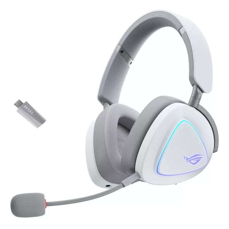 ASUS ROG Delta II austiņas, vadu un bezvadu, galvas saite, spēlēm, USB Type-C, Bluetooth, balta
