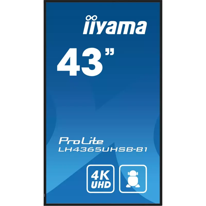 iiyama LH4365UHSB-B1 Signage Displejs Kioska dizains 108 cm (42,5 collas) LED Wi-Fi 800 cd/m² 4K Ultra HD Melns Iebūvēts procesors Android 11 24/7