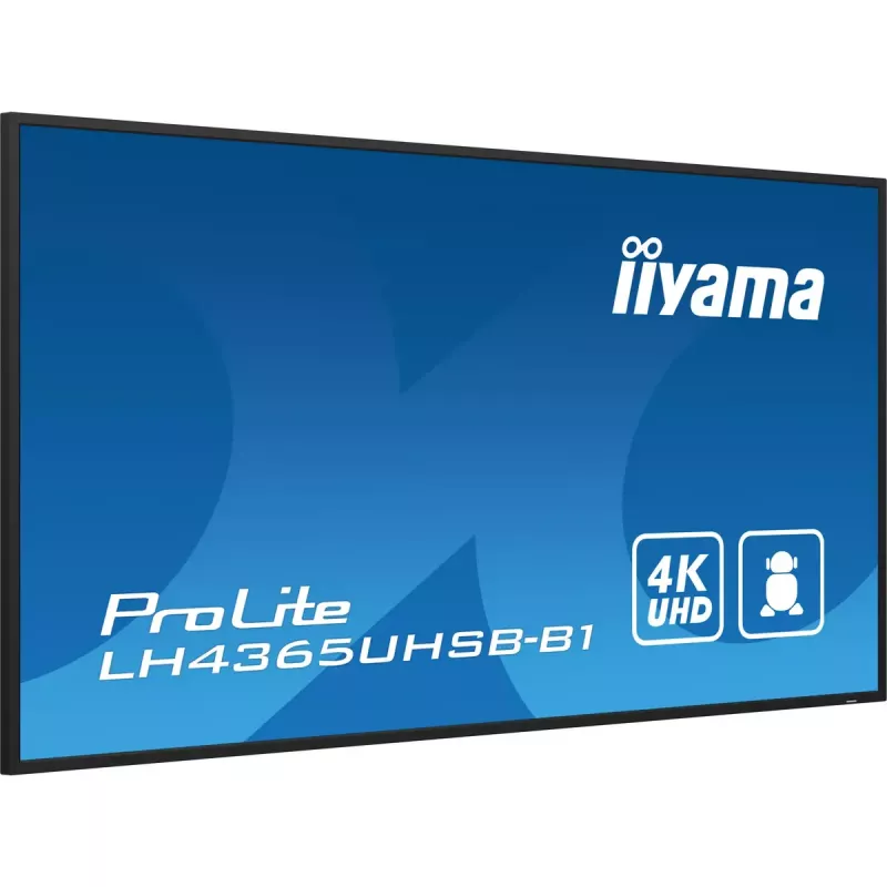 iiyama LH4365UHSB-B1 Signage Displejs Kioska dizains 108 cm (42,5 collas) LED Wi-Fi 800 cd/m² 4K Ultra HD Melns Iebūvēts procesors Android 11 24/7