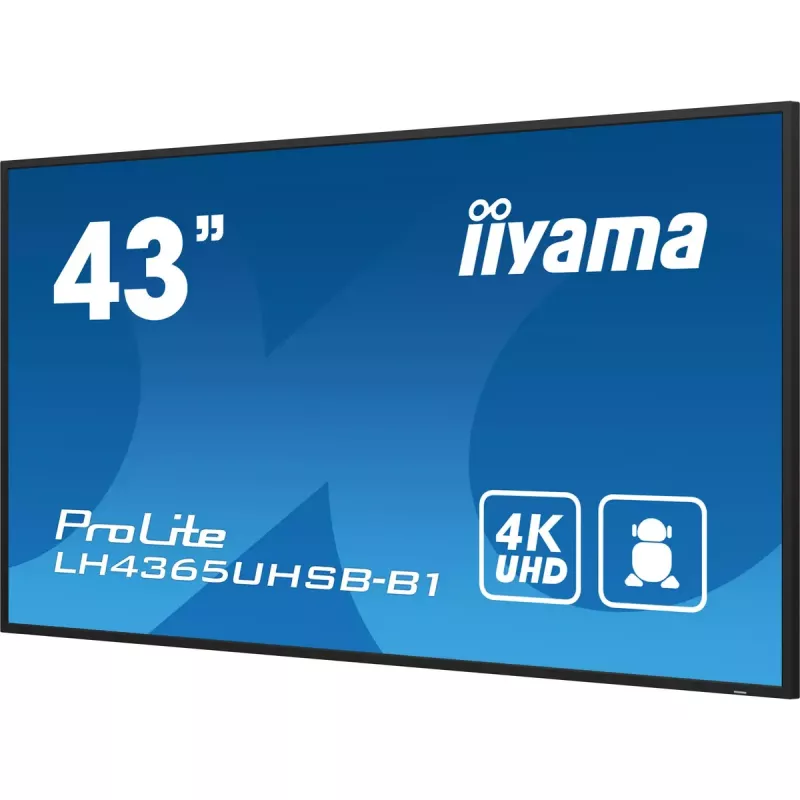 iiyama LH4365UHSB-B1 Signage Displejs Kioska dizains 108 cm (42,5 collas) LED Wi-Fi 800 cd/m² 4K Ultra HD Melns Iebūvēts procesors Android 11 24/7
