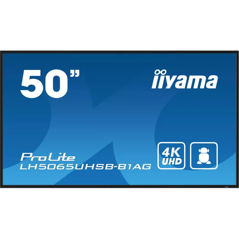 iiyama LH5065UHSB-B1AG Signage Displejs — digitālās izkārtnes plakanais panelis 125,7 cm (49,5 collas) LCD Wi-Fi 800 cd/m² 4K Ultra HD melns ar iebūvētu procesoru Android 11 24/7