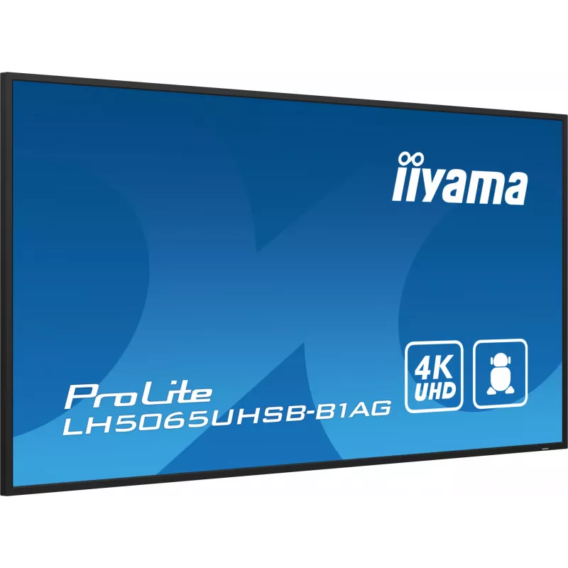 iiyama LH5065UHSB-B1AG Signage Displejs — digitālās izkārtnes plakanais panelis 125,7 cm (49,5 collas) LCD Wi-Fi 800 cd/m² 4K Ultra HD melns ar iebūvētu procesoru Android 11 24/7