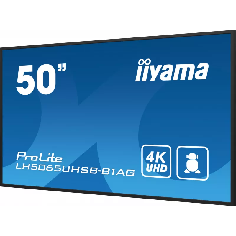 iiyama LH5065UHSB-B1AG Signage Displejs — digitālās izkārtnes plakanais panelis 125,7 cm (49,5 collas) LCD Wi-Fi 800 cd/m² 4K Ultra HD melns ar iebūvētu procesoru Android 11 24/7