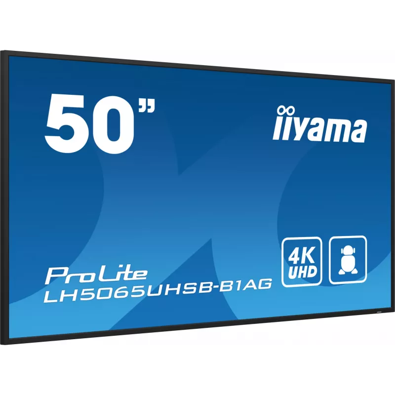 iiyama LH5065UHSB-B1AG Signage Displejs — digitālās izkārtnes plakanais panelis 125,7 cm (49,5 collas) LCD Wi-Fi 800 cd/m² 4K Ultra HD melns ar iebūvētu procesoru Android 11 24/7