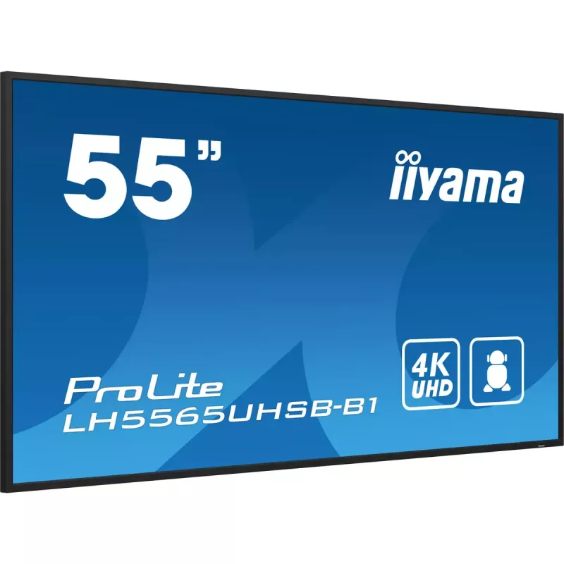 iiyama LH5565UHSB-B1 Signage Displejs Kioska dizains 138.7 cm (54.6 collas) LED Wi-Fi 800 cd/m² 4K Ultra HD Melns Iebūvēts procesors Android 11 24/7