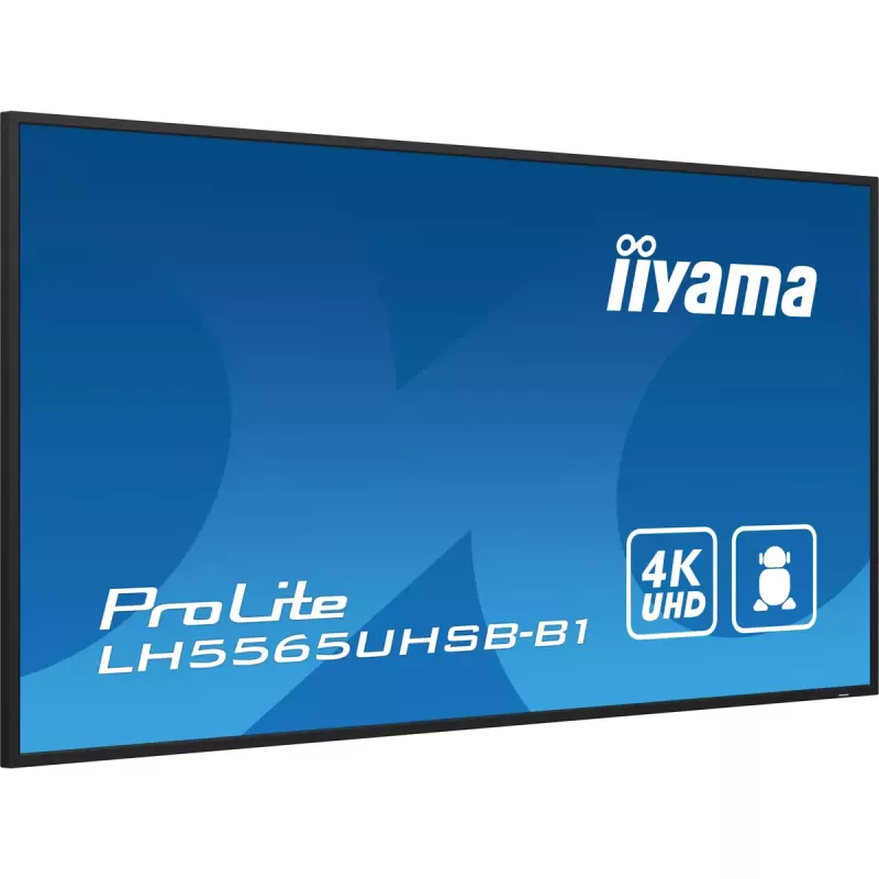 iiyama LH5565UHSB-B1 Signage Displejs Kioska dizains 138.7 cm (54.6 collas) LED Wi-Fi 800 cd/m² 4K Ultra HD Melns Iebūvēts procesors Android 11 24/7
