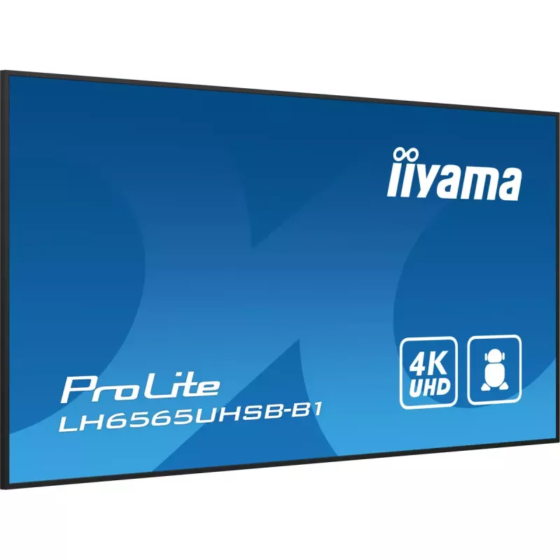 iiyama LH6565UHSB-B1 Signage Displejs Kioska dizains 163.8 cm (64.5 collas) LED Wi-Fi 800 cd/m² 4K Ultra HD Melns Iebūvēts procesors Android 11 24/7