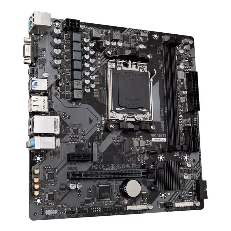 GIGABYTE B650M S2H mātesplate - AMD Ryzen 9000 sērijas centrālie procesori, 5+2+2 fāžu VRM, līdz 6400 MHz DDR5 (OC), 1xPCIe 4.0 M.2, GbE LAN, USB 3.2 Gen 1