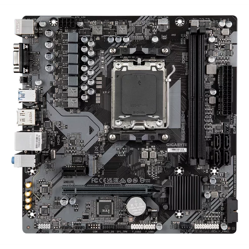 GIGABYTE B650M S2H mātesplate - AMD Ryzen 9000 sērijas centrālie procesori, 5+2+2 fāžu VRM, līdz 6400 MHz DDR5 (OC), 1xPCIe 4.0 M.2, GbE LAN, USB 3.2 Gen 1