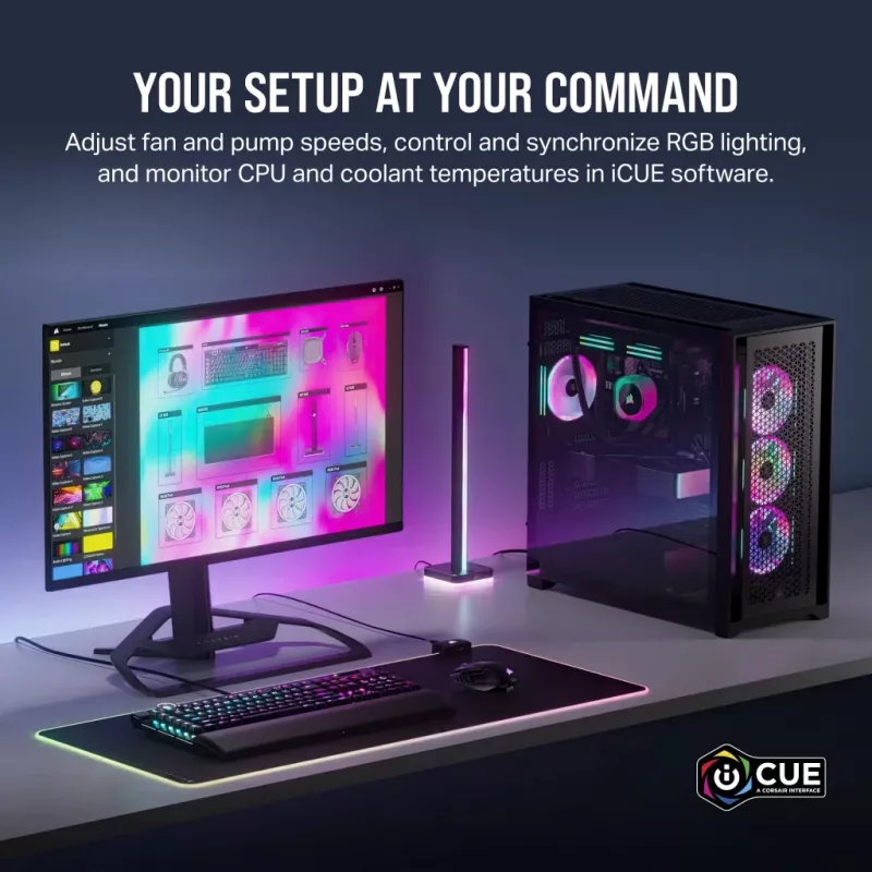 CORSAIR CPU Cooler - Icue Link H100I RGB Aio Liquid Cooler - balta