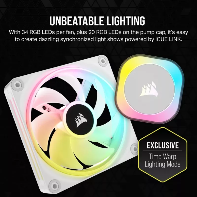CORSAIR CPU Cooler - Icue Link H100I RGB Aio Liquid Cooler - balta