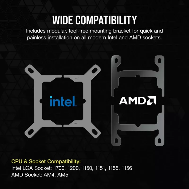 CORSAIR CPU Cooler - Icue Link H100I RGB Aio Liquid Cooler - balta