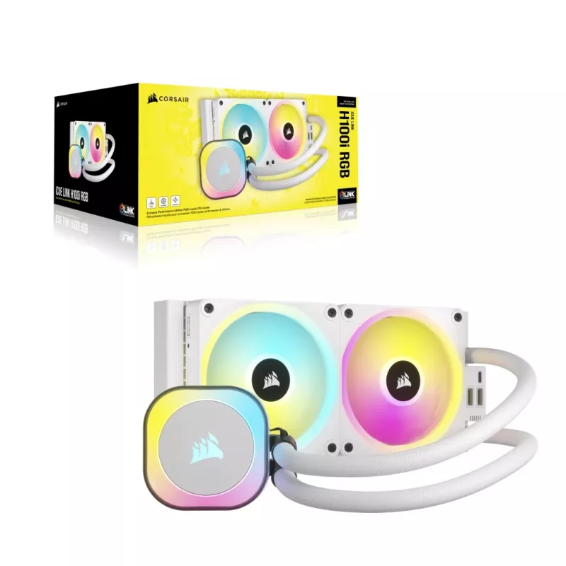 CORSAIR CPU Cooler - Icue Link H100I RGB Aio Liquid Cooler - balta