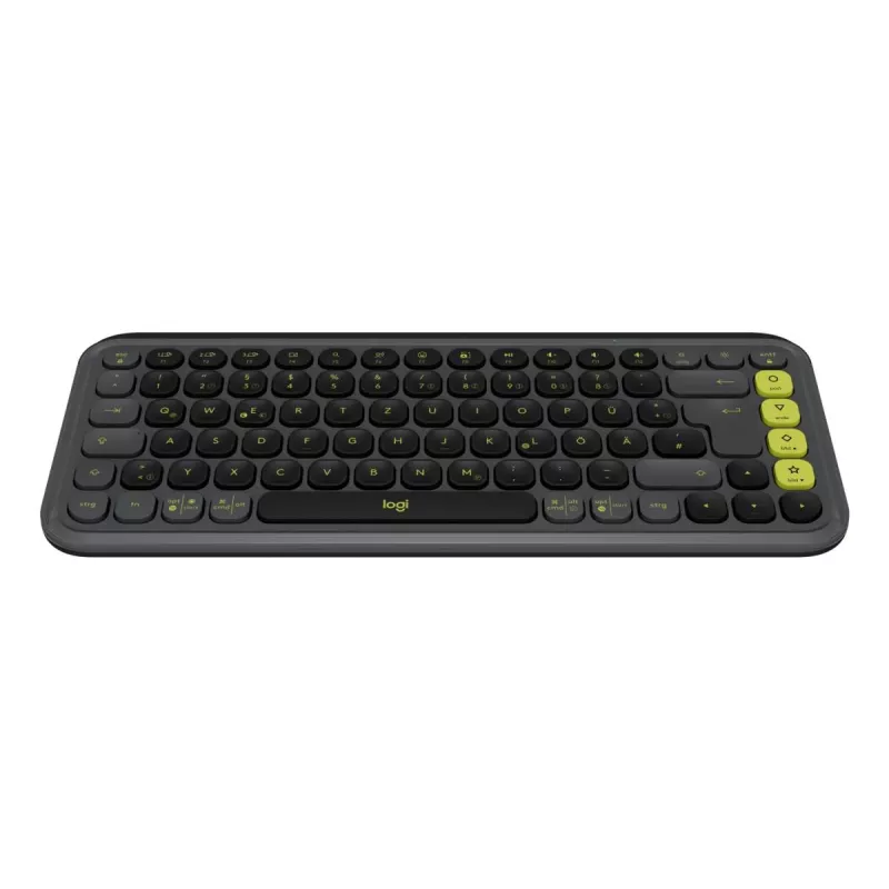 LOGITECH bezvadu tastatūra - Pop Icon Keys - grafīta un zaļa QWERTZ vācu