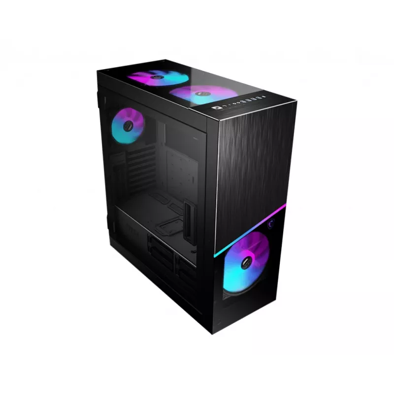 MSI MPG SEKIRA 500X Full Tower Gaming datora korpuss 'Melns, 3x 200mm ARGB + 1x 200mm + 1x120mm ARGB ventilatori, Mystic Light Sync, 8 kanālu ARGB centrmezgls, USB Type-C, rūdīta stikla paneļi, E-ATX, ATX, mATX, mini-ITX'