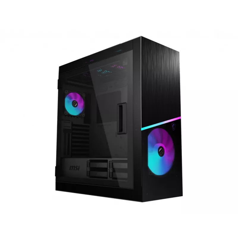 MSI MPG SEKIRA 500X Full Tower Gaming datora korpuss 'Melns, 3x 200mm ARGB + 1x 200mm + 1x120mm ARGB ventilatori, Mystic Light Sync, 8 kanālu ARGB centrmezgls, USB Type-C, rūdīta stikla paneļi, E-ATX, ATX, mATX, mini-ITX'