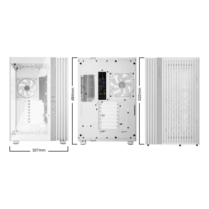 PC korpuss bequiet! LIGHT BASE 900 FX Full Tower White — Full Tower, XL-ATX, RGB ventilatori, 49.5 cm GPU, 190 mm CPU dzesētājs