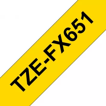 Brother TZE-FX651 etiķešu lente Melns uz dzeltena TZ