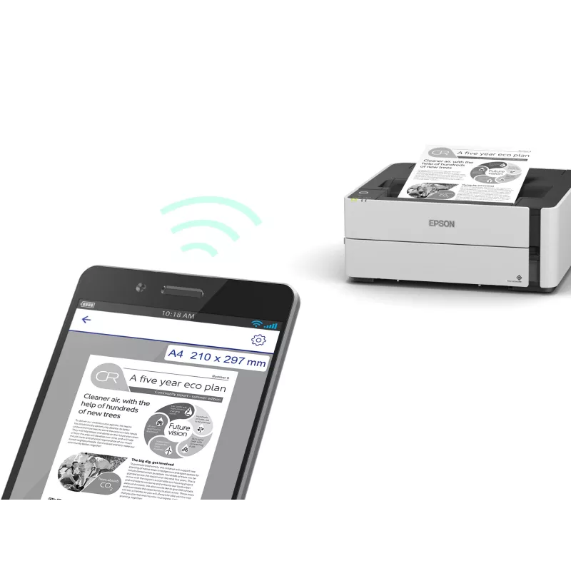 Epson EcoTank ET-M1180, krāsu, 1200 x 2400 DPI, 1, A4, 5000 lapas mēnesī, 39 ppm