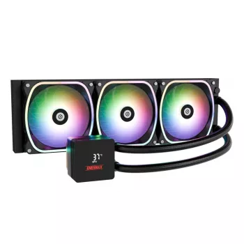 Universāls šķidruma dzesētājs ENERMAX Aquafusion II 360 mm, 120 mm ventilatori, 380 W TDP, melns