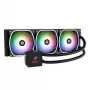 Universāls šķidruma dzesētājs ENERMAX Aquafusion II 360 mm, 120 mm ventilatori, 380 W TDP, melns