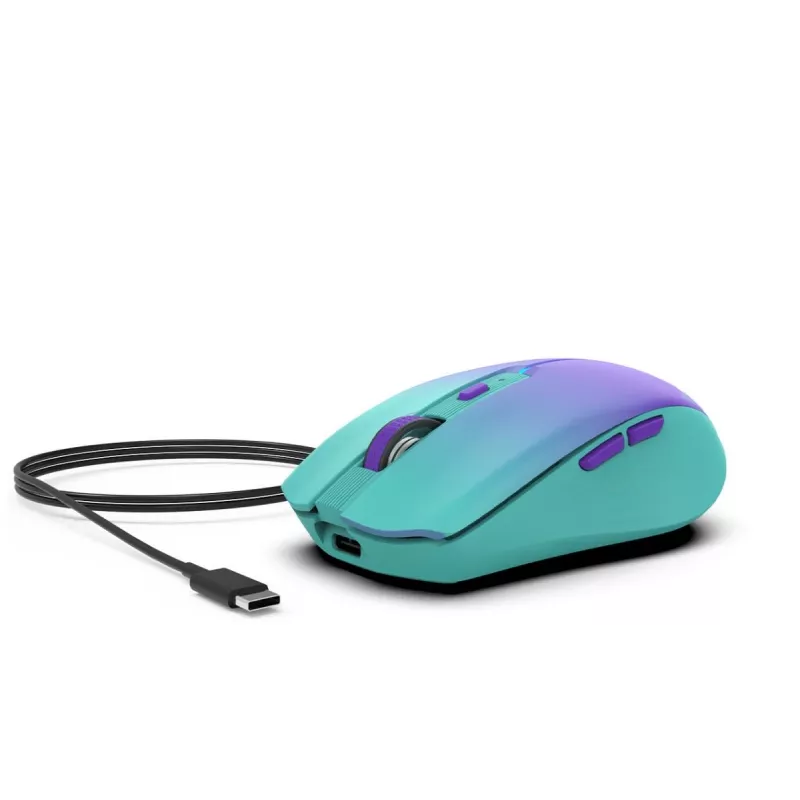 INCA bezvadu pele Iwm-511rm - RF bezvadu + Bluetooth + USB Type-C - 1600dpi - 6pogas - zaļa violeta
