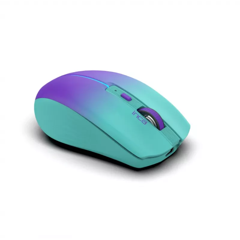 INCA bezvadu pele Iwm-511rm - RF bezvadu + Bluetooth + USB Type-C - 1600dpi - 6pogas - zaļa violeta