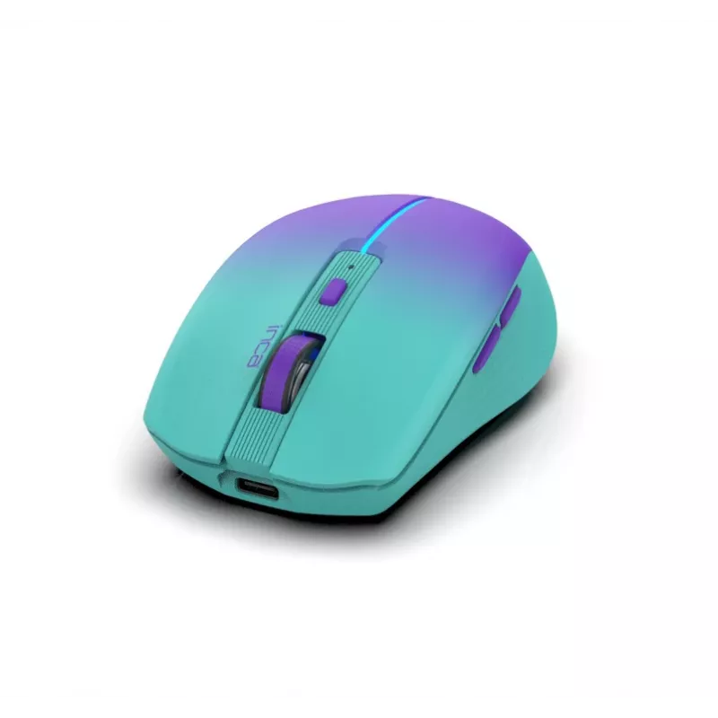 INCA bezvadu pele Iwm-511rm - RF bezvadu + Bluetooth + USB Type-C - 1600dpi - 6pogas - zaļa violeta