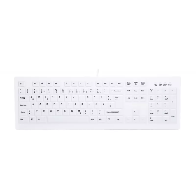 Contour Design Active Key Contour ClassicClean medicīnas tastatūra ar noņemamu pārsegu, pilna izmēra, vadu, balta, DE C8100