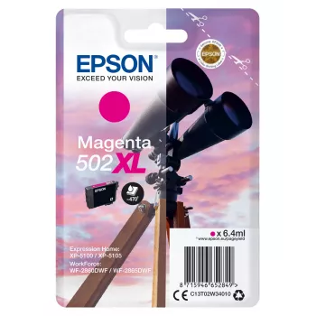 Epson vienpakas magenta 502XL tinte, augstas (XL) ietilpības, magenta, uz pigmenta bāzes, 6.4 ml, 1 gab., 470 lapas