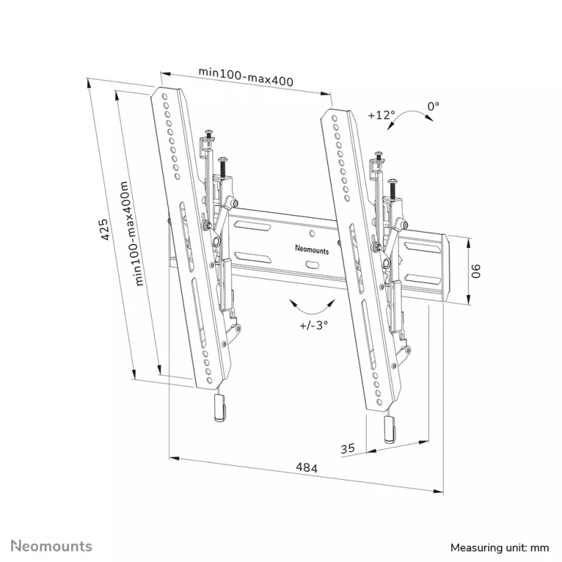 TV sienas stiprinājums Neomounts WL35S-850BL14 Maks. svars 50kg 32-75 collas
